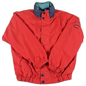 Vintage Catalina Jacket Mens Medium Red Zip Hooded Nylon Windbreaker Nautical